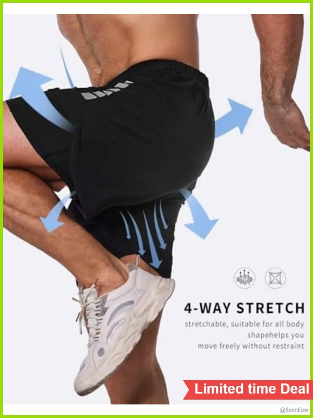 Men's 2-in-1 Running Shorts with Liner Quick Dry Athletic Gym